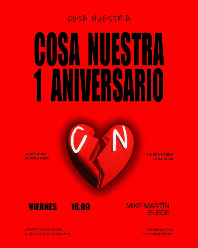 Cartel de 1º Aniversario en Cosa Nuestra